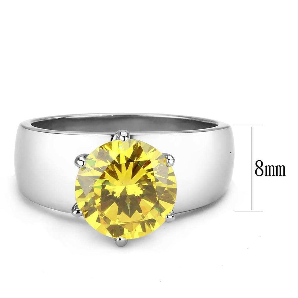 TK52011 - High polished (no plating) Stainless Steel Ring with AAA Grade CZ in Topaz - Alamode - Flyclothing LLC