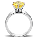 TK52011 - High polished (no plating) Stainless Steel Ring with AAA Grade CZ  in Topaz - Alamode
