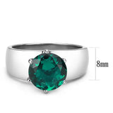 TK52012 - High polished (no plating) Stainless Steel Ring with Synthetic Synthetic Glass in Blue Zircon - Alamode - Flyclothing LLC
