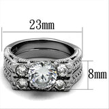 TK5X019 - High polished (no plating) Stainless Steel Ring with AAA Grade CZ  in Clear - Alamode