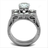 TK5X019 - High polished (no plating) Stainless Steel Ring with AAA Grade CZ in Clear - Alamode - Flyclothing LLC