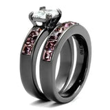TK61206LJ - IP Light Black  (IP Gun) Stainless Steel Ring with AAA Grade CZ  in Clear - Alamode