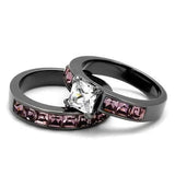 TK61206LJ - IP Light Black (IP Gun) Stainless Steel Ring with AAA Grade CZ in Clear - Alamode - Flyclothing LLC