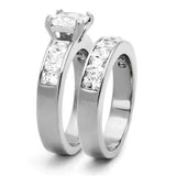TK61206 - High polished (no plating) Stainless Steel Ring with AAA Grade CZ in Clear - Alamode - Flyclothing LLC