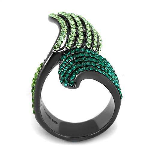 TK691LJ - IP Light Black (IP Gun) Stainless Steel Ring with Top Grade Crystal in Multi Color - Alamode - Flyclothing LLC