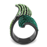 TK691LJ - IP Light Black  (IP Gun) Stainless Steel Ring with Top Grade Crystal  in Multi Color - Alamode