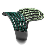 TK691LJ - IP Light Black  (IP Gun) Stainless Steel Ring with Top Grade Crystal  in Multi Color - Alamode