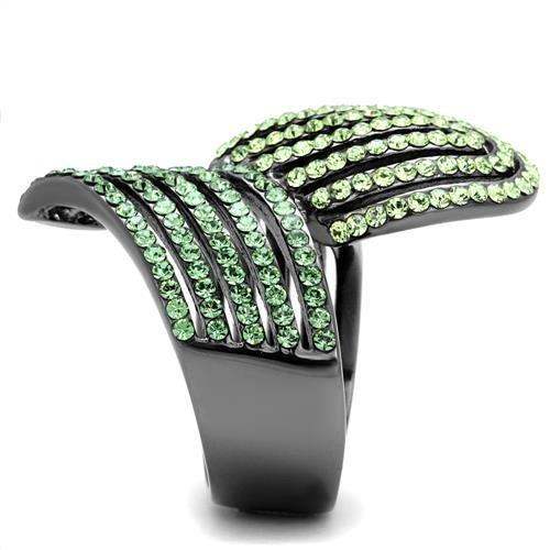 TK691LJ - IP Light Black (IP Gun) Stainless Steel Ring with Top Grade Crystal in Multi Color - Alamode - Flyclothing LLC