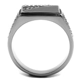 TK711 - High polished (no plating) Stainless Steel Ring with Top Grade Crystal  in Clear - Alamode