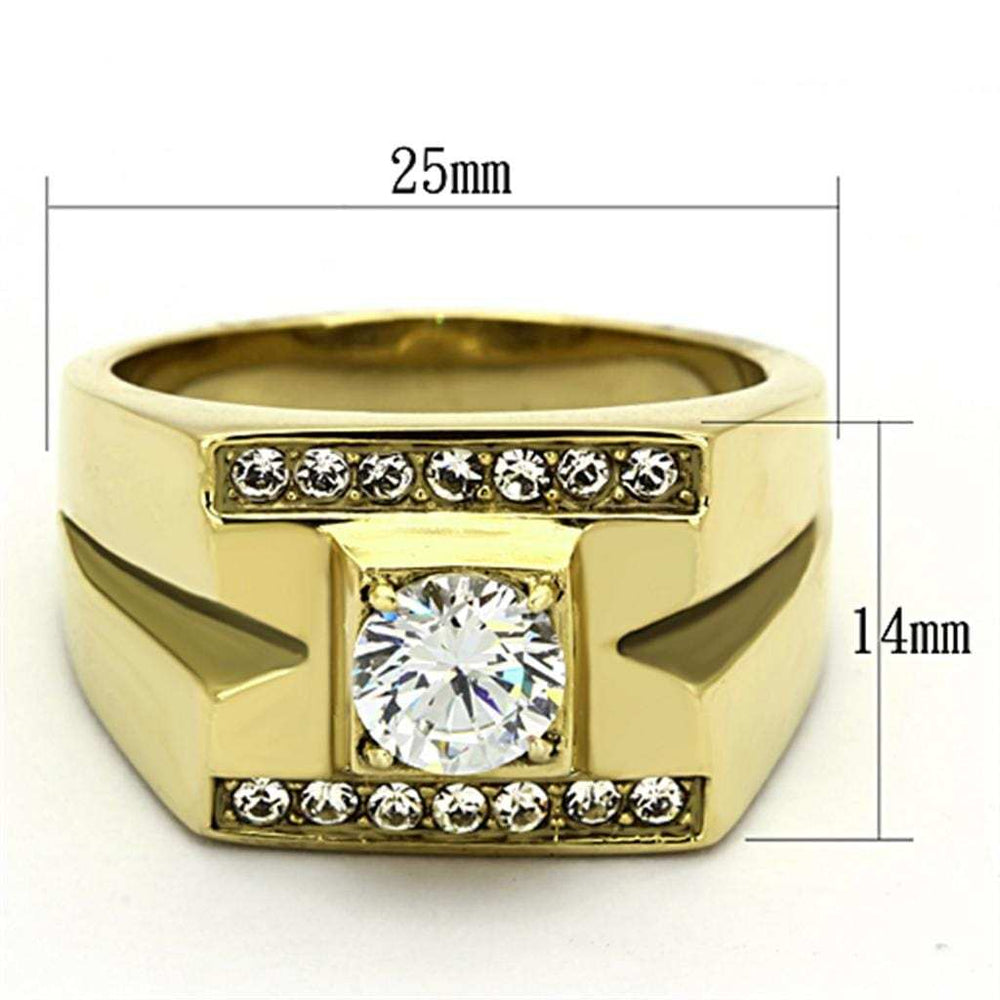 TK777 - IP Gold(Ion Plating) Stainless Steel Ring with AAA Grade CZ in Clear - Alamode - Flyclothing LLC