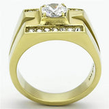 TK777 - IP Gold(Ion Plating) Stainless Steel Ring with AAA Grade CZ in Clear - Alamode - Flyclothing LLC