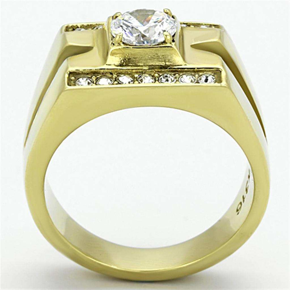 TK777 - IP Gold(Ion Plating) Stainless Steel Ring with AAA Grade CZ in Clear - Alamode - Flyclothing LLC
