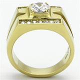 TK777 - IP Gold(Ion Plating) Stainless Steel Ring with AAA Grade CZ  in Clear - Alamode