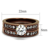 TK8X003LC - IP Coffee light Stainless Steel Ring with AAA Grade CZ  in Clear - Alamode