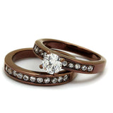 TK8X003LC - IP Coffee light Stainless Steel Ring with AAA Grade CZ in Clear - Alamode - Flyclothing LLC