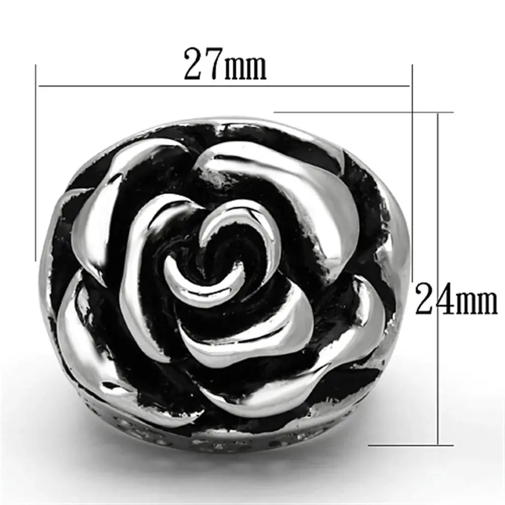 TK922 - High polished (no plating) Stainless Steel Ring with Epoxy in Jet - Alamode - Flyclothing LLC