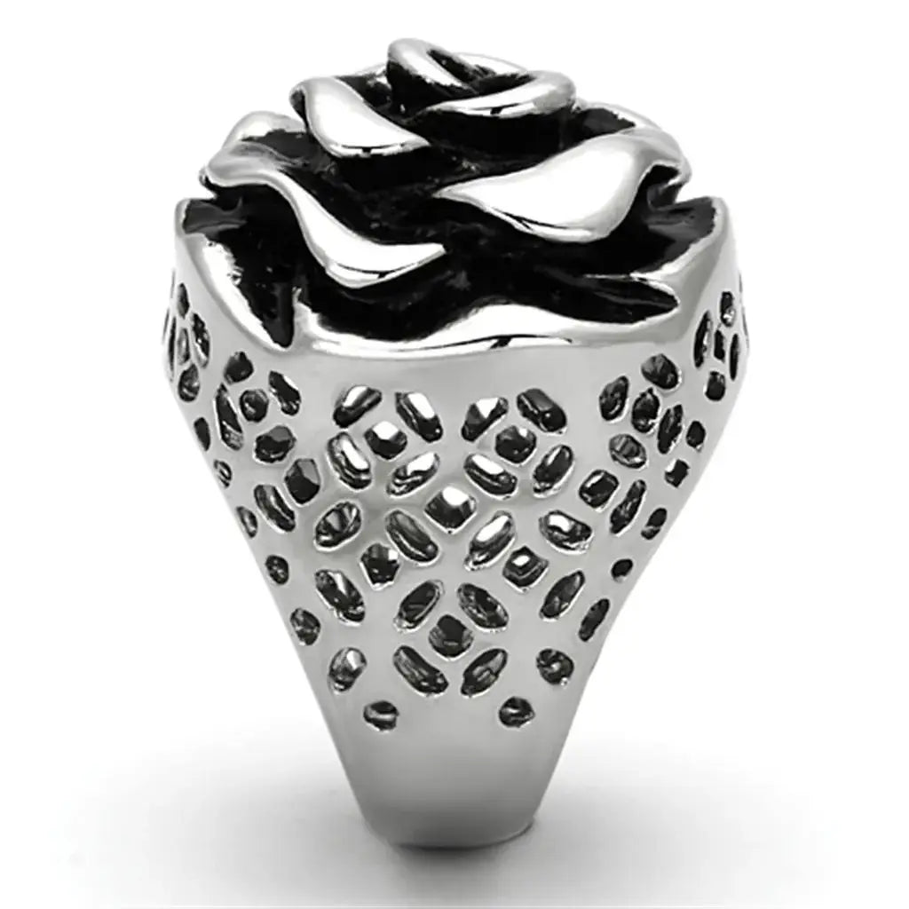 TK922 - High polished (no plating) Stainless Steel Ring with Epoxy in Jet - Alamode - Flyclothing LLC