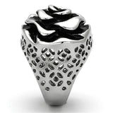 TK922 - High polished (no plating) Stainless Steel Ring with Epoxy  in Jet - Alamode