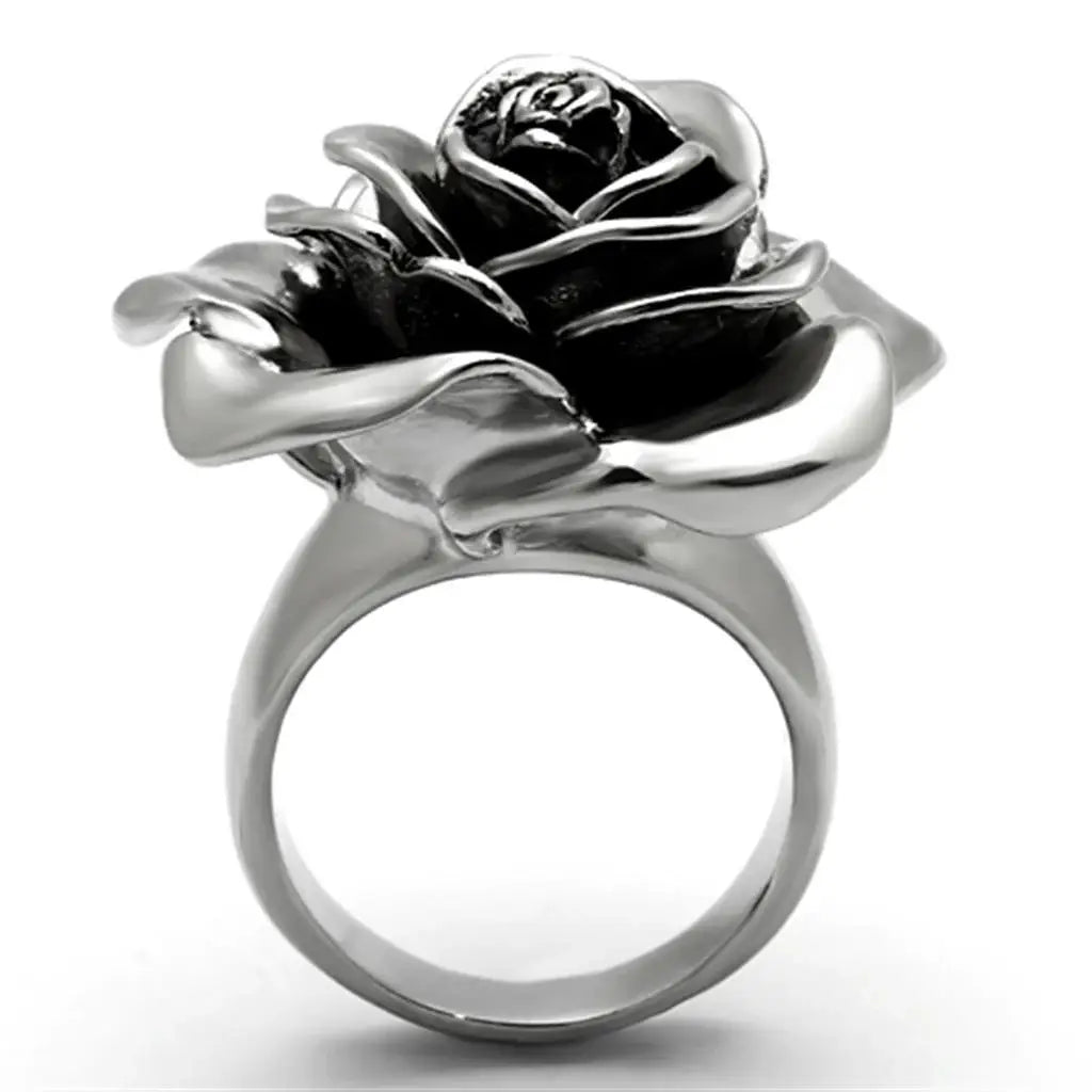 TK923 - High polished (no plating) Stainless Steel Ring with Epoxy in Jet - Alamode - Flyclothing LLC