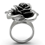 TK923 - High polished (no plating) Stainless Steel Ring with Epoxy  in Jet - Alamode