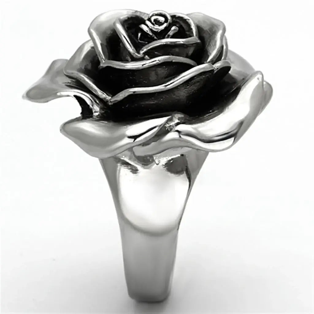 TK923 - High polished (no plating) Stainless Steel Ring with Epoxy in Jet - Alamode - Flyclothing LLC