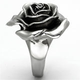 TK923 - High polished (no plating) Stainless Steel Ring with Epoxy  in Jet - Alamode