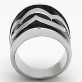 TK926 - High polished (no plating) Stainless Steel Ring with Epoxy  in Jet