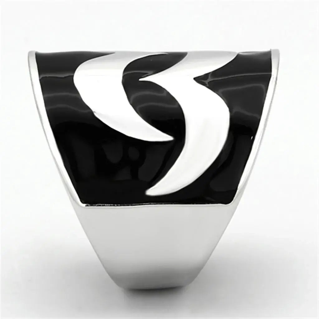 TK926 - High polished (no plating) Stainless Steel Ring with Epoxy in Jet - Alamode - Flyclothing LLC