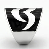 TK926 - High polished (no plating) Stainless Steel Ring with Epoxy in Jet - Alamode - Flyclothing LLC