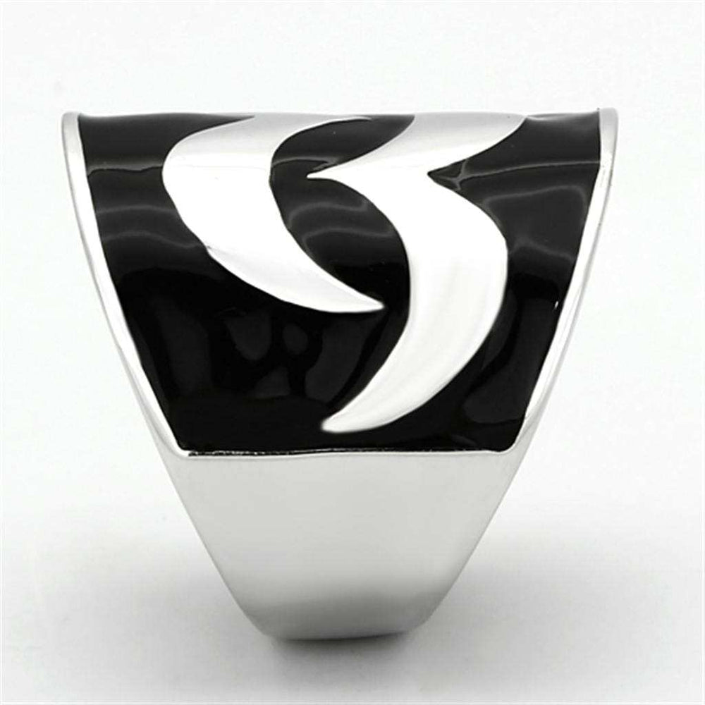 TK926 - High polished (no plating) Stainless Steel Ring with Epoxy in Jet - Alamode - Flyclothing LLC