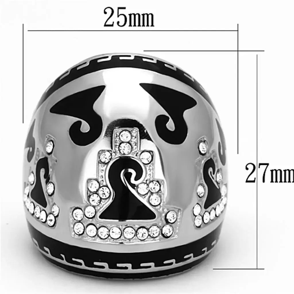 TK928 - High polished (no plating) Stainless Steel Ring with Top Grade Crystal in Clear - Alamode - Flyclothing LLC