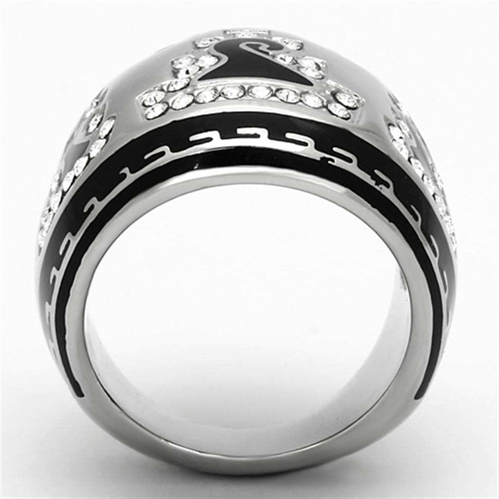 TK928 - High polished (no plating) Stainless Steel Ring with Top Grade Crystal in Clear - Alamode - Flyclothing LLC