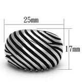 TK929 - High polished (no plating) Stainless Steel Ring with Epoxy  in Jet - Alamode