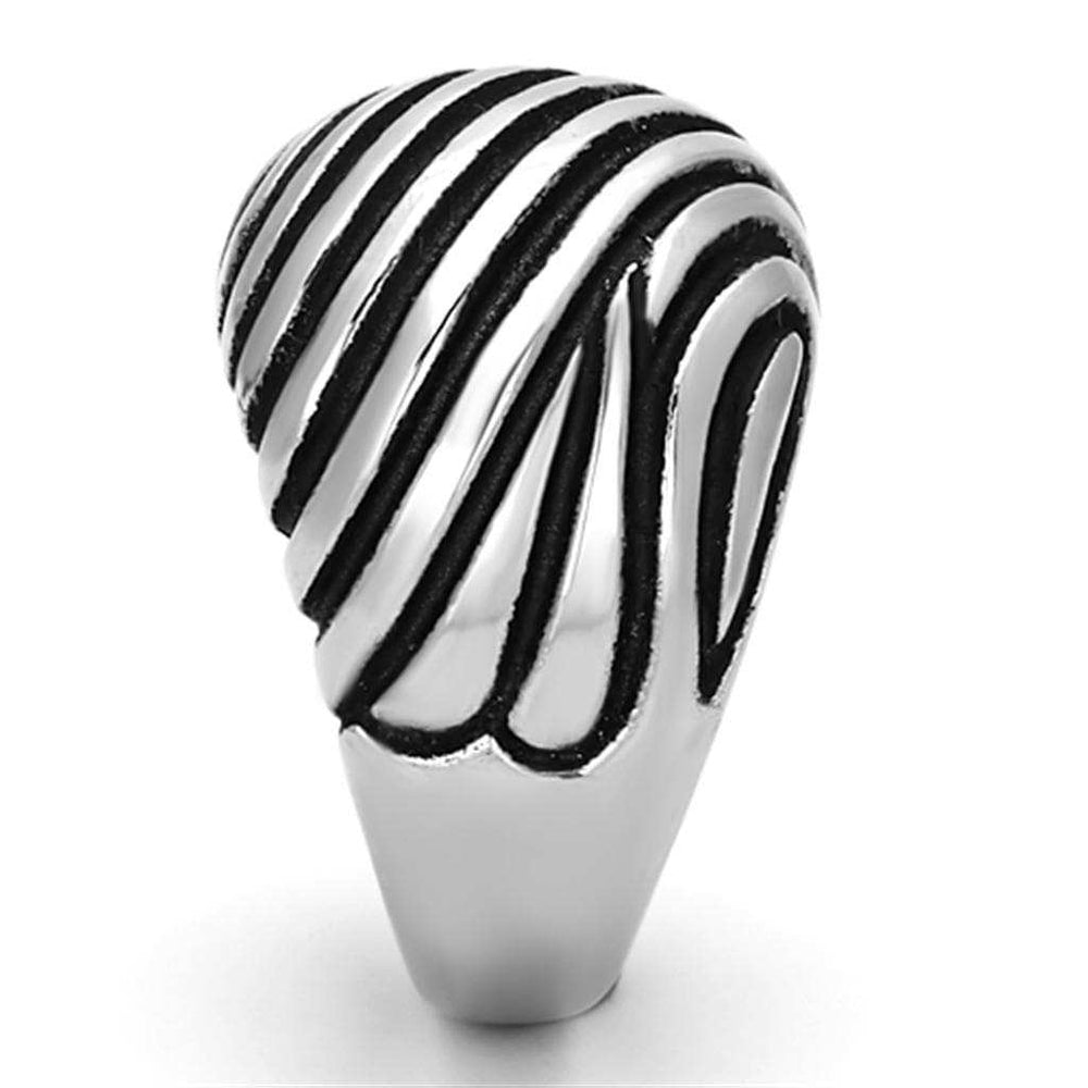 TK929 - High polished (no plating) Stainless Steel Ring with Epoxy in Jet - Alamode - Flyclothing LLC