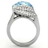 TK930 - High polished (no plating) Stainless Steel Ring with Top Grade Crystal in Sea Blue - Alamode - Flyclothing LLC