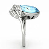 TK930 - High polished (no plating) Stainless Steel Ring with Top Grade Crystal in Sea Blue - Alamode - Flyclothing LLC