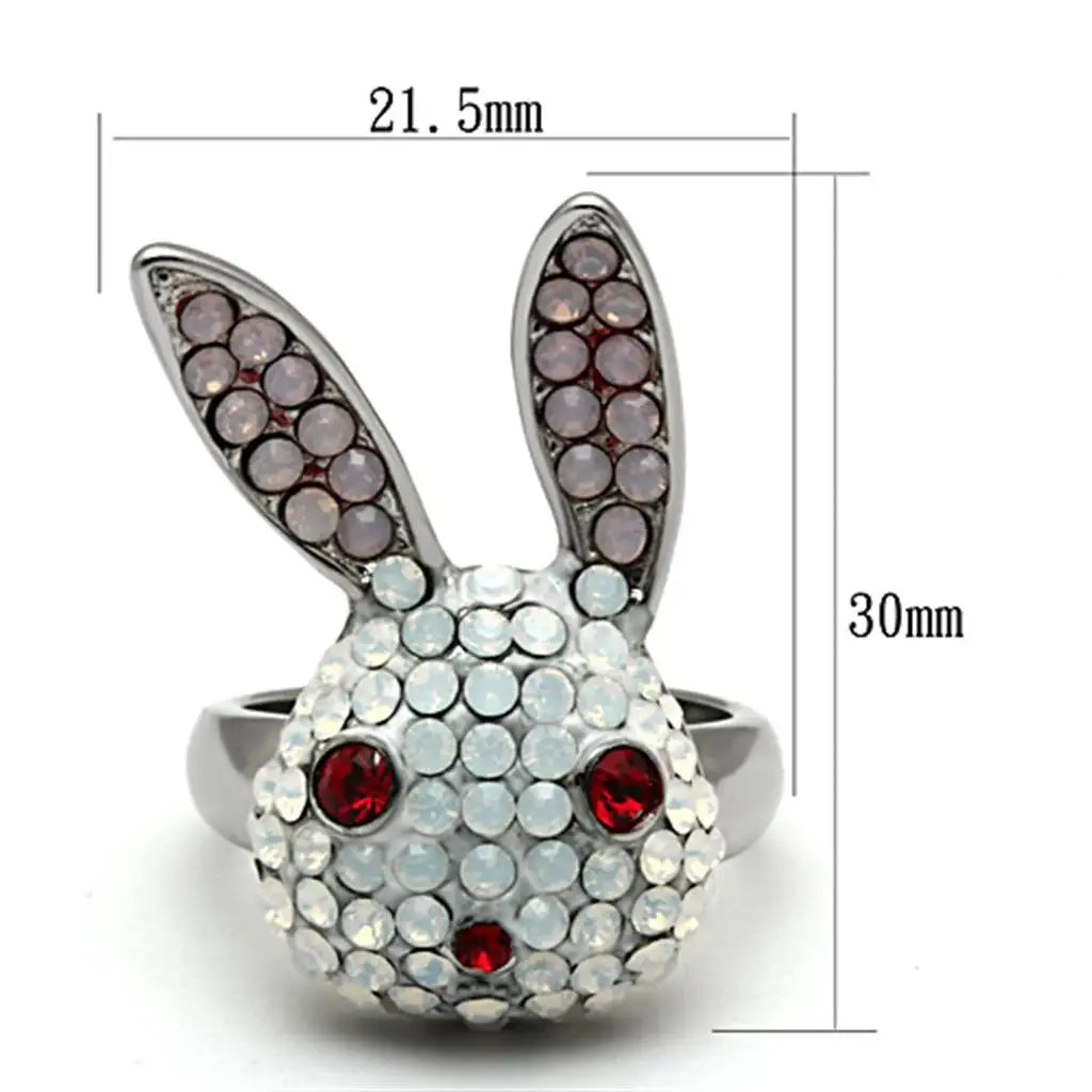TK931 - High polished (no plating) Stainless Steel Ring with Top Grade Crystal in Multi Color - Alamode - Flyclothing LLC