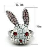 TK931 - High polished (no plating) Stainless Steel Ring with Top Grade Crystal in Multi Color - Alamode - Flyclothing LLC