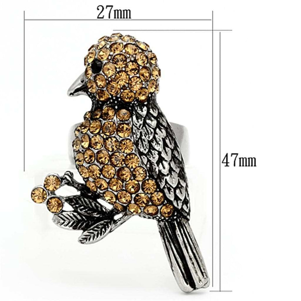 TK932 - High polished (no plating) Stainless Steel Ring with Top Grade Crystal in Smoked Quartz - Alamode - Flyclothing LLC