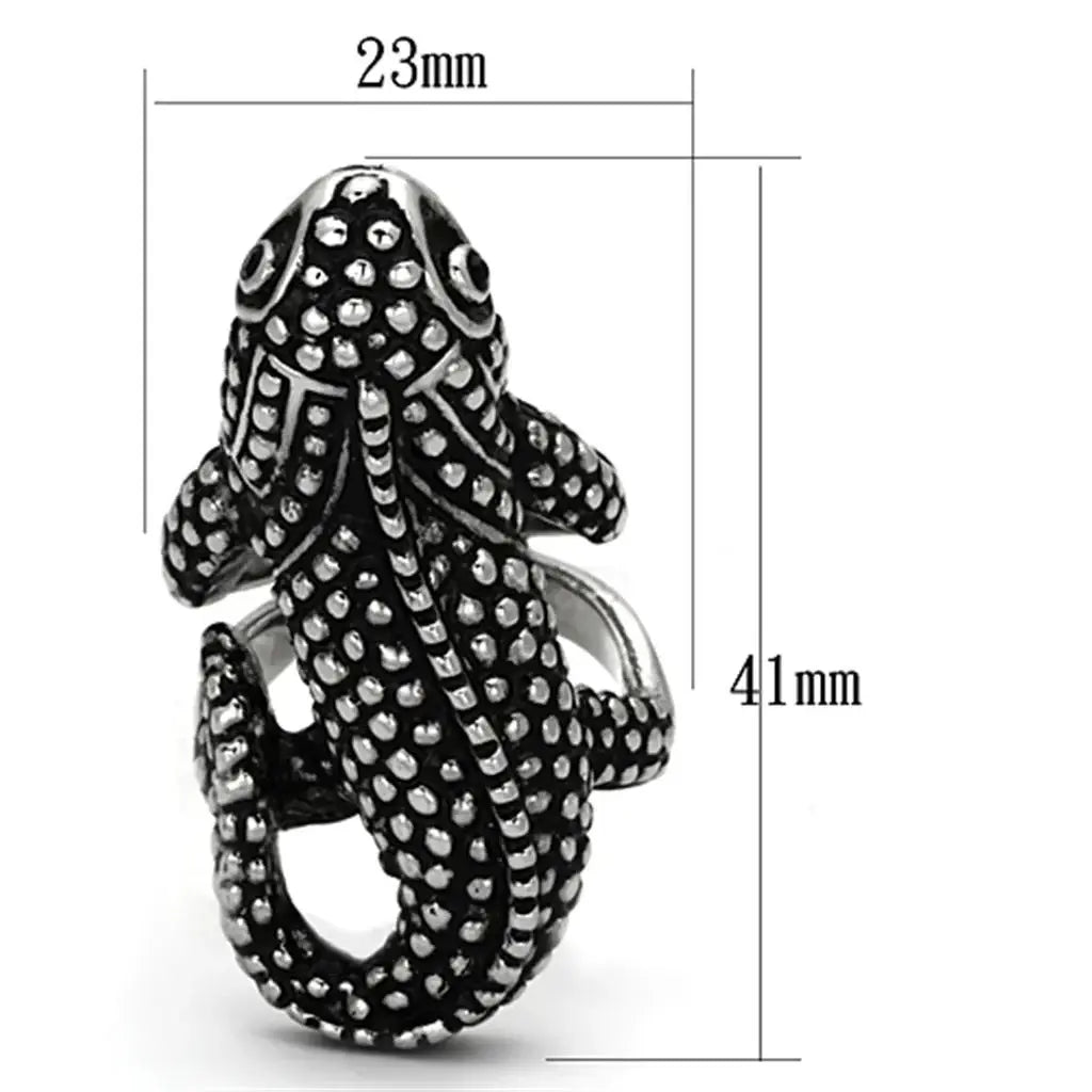 TK933 - High polished (no plating) Stainless Steel Ring with Top Grade Crystal in Jet - Alamode - Flyclothing LLC
