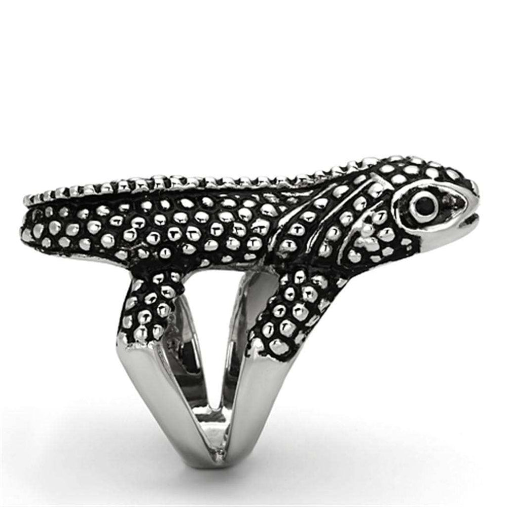 TK933 - High polished (no plating) Stainless Steel Ring with Top Grade Crystal in Jet - Alamode - Flyclothing LLC