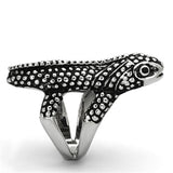 TK933 - High polished (no plating) Stainless Steel Ring with Top Grade Crystal  in Jet - Alamode