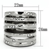TK937 - High polished (no plating) Stainless Steel Ring with Top Grade Crystal  in Clear - Alamode