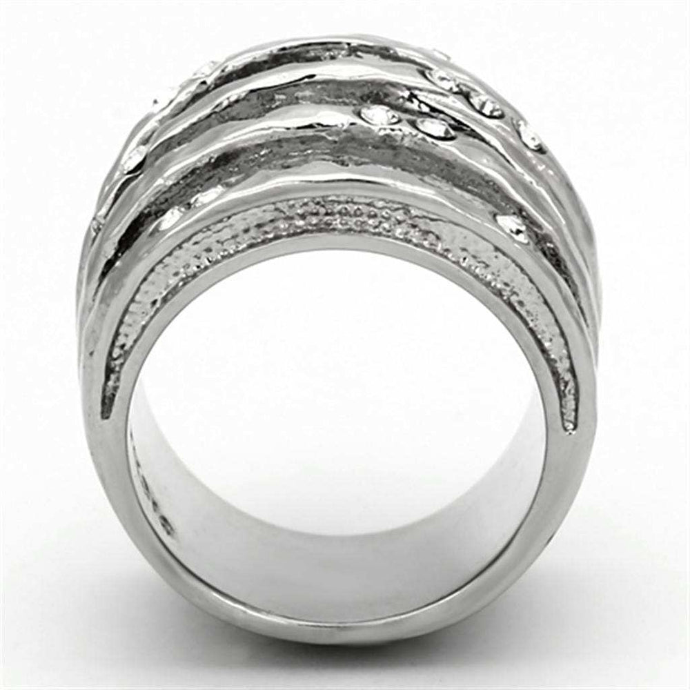 TK937 - High polished (no plating) Stainless Steel Ring with Top Grade Crystal in Clear - Alamode - Flyclothing LLC