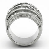 TK937 - High polished (no plating) Stainless Steel Ring with Top Grade Crystal  in Clear - Alamode