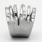 TK937 - High polished (no plating) Stainless Steel Ring with Top Grade Crystal in Clear - Alamode - Flyclothing LLC