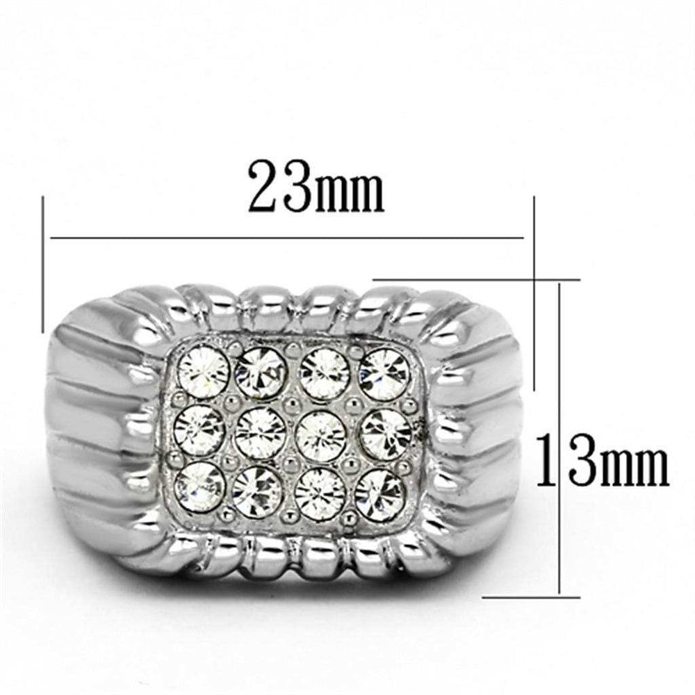 TK940 - High polished (no plating) Stainless Steel Ring with Top Grade Crystal in Clear - Alamode - Flyclothing LLC