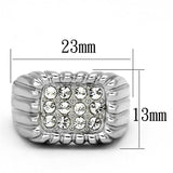 TK940 - High polished (no plating) Stainless Steel Ring with Top Grade Crystal  in Clear - Alamode