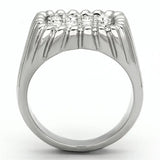 TK940 - High polished (no plating) Stainless Steel Ring with Top Grade Crystal in Clear - Alamode - Flyclothing LLC