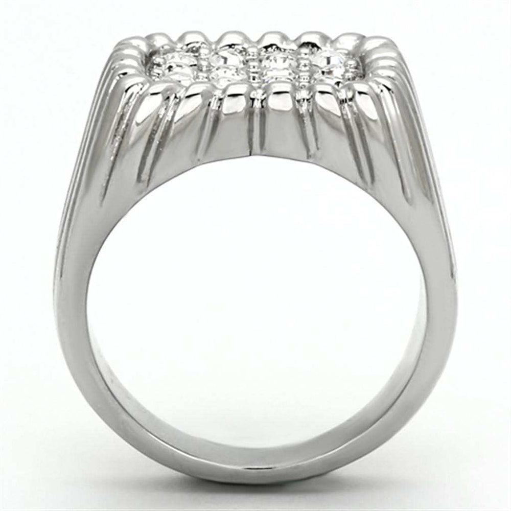 TK940 - High polished (no plating) Stainless Steel Ring with Top Grade Crystal in Clear - Alamode - Flyclothing LLC